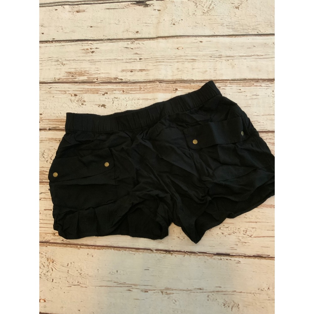 Gap Women XS Black Utility Cargo Shorts Elastic Waist Snap Pockets Hiking Summer